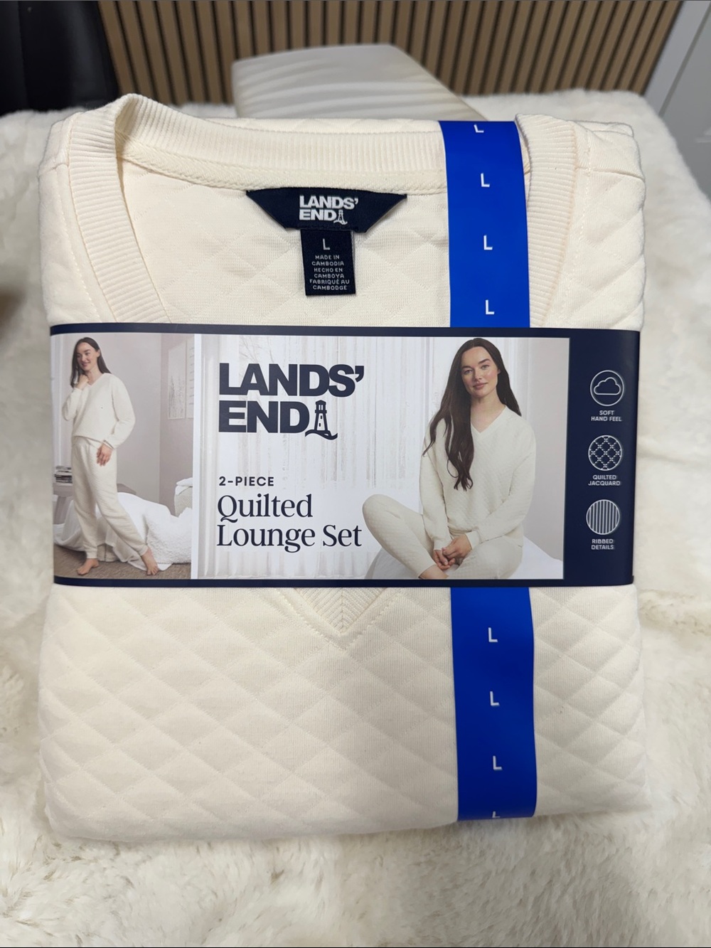 Lands' End Cream Quilted Lounge Set - 2-Piece